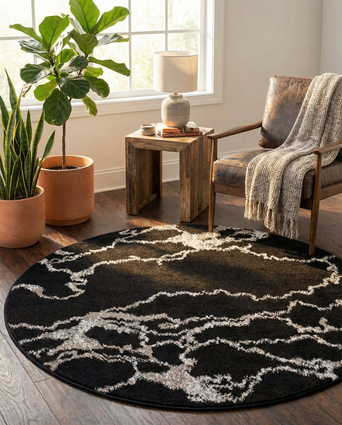 Brighton Terrace Collection Area Rug -  Aldrington Round Navy Blue  lifestyle 117