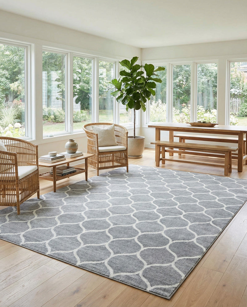 Trellis Mosaic Collection Area Rug -  Pergolatown (Light Gray) Rectangle Light Gray  lifestyle 19