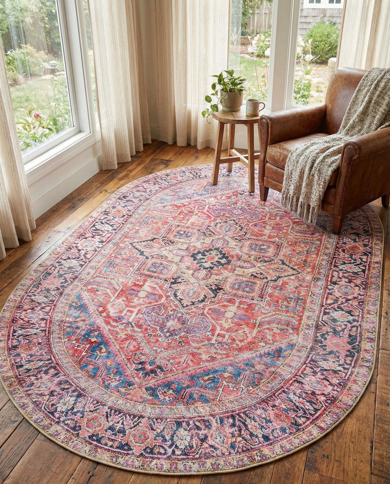 Heritage Elegance Collection Area Rug -  Alhambra Oval Red  lifestyle 77