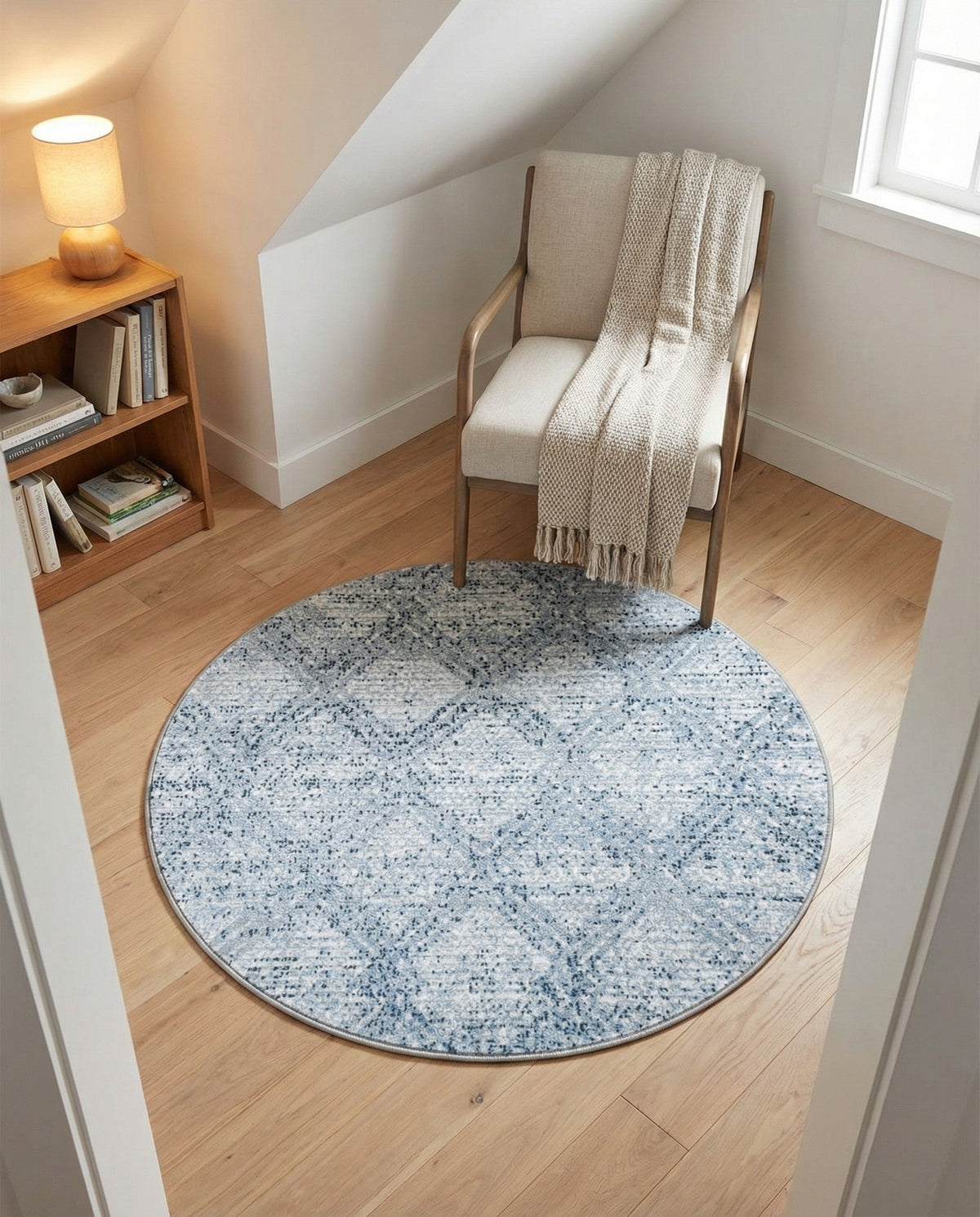 Aegean Elegance Washables Collection Area Rug -  Tinos Round Blue  lifestyle 158