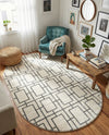 Hollywood Luxe Collection Area Rug -  Beverly (White Silver) Oval White Silver  lifestyle 58