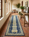 Tabriz Tapestries Collection Area Rug - Azerbaijan (Navy Blue) Runner Navy Blue  lifestyle 51