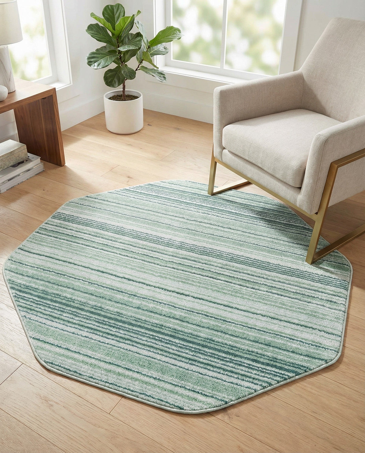 Jewel Oasis Collection Area Rug - Sapphire (Green) Octagon Green  lifestyle 120