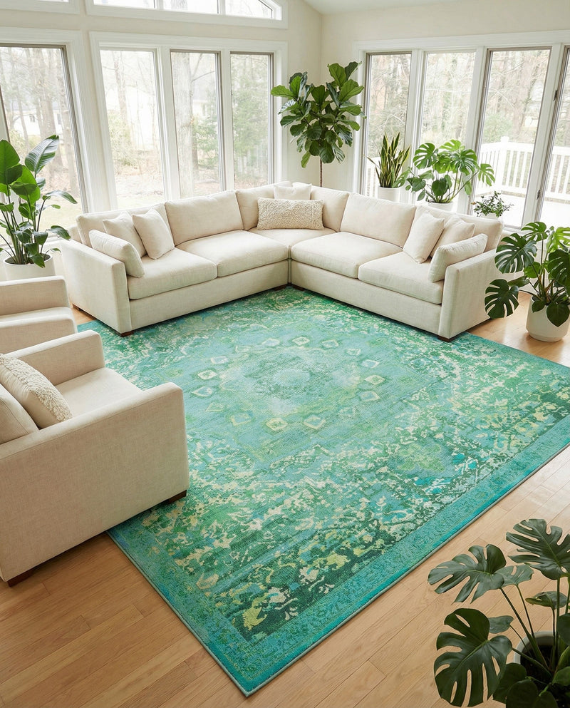 Baroque Era Collection Area Rug - Versailles (Spring Green) Square Spring Green  lifestyle 40
