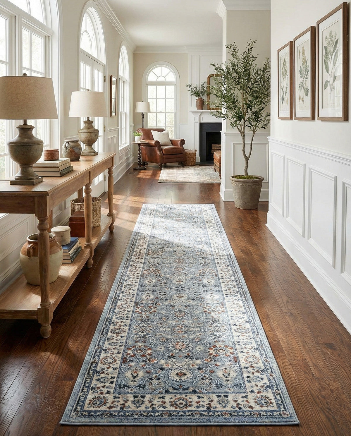 Savannah Elegance Collection Area Rug - Augusta (Aqua Blue) Runner Aqua Blue  lifestyle 112