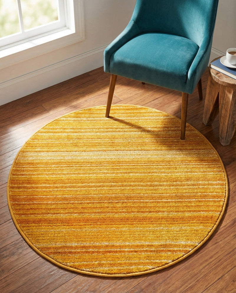 Jewel Oasis Collection Area Rug - Sapphire (Yellow) Round Yellow  lifestyle 75