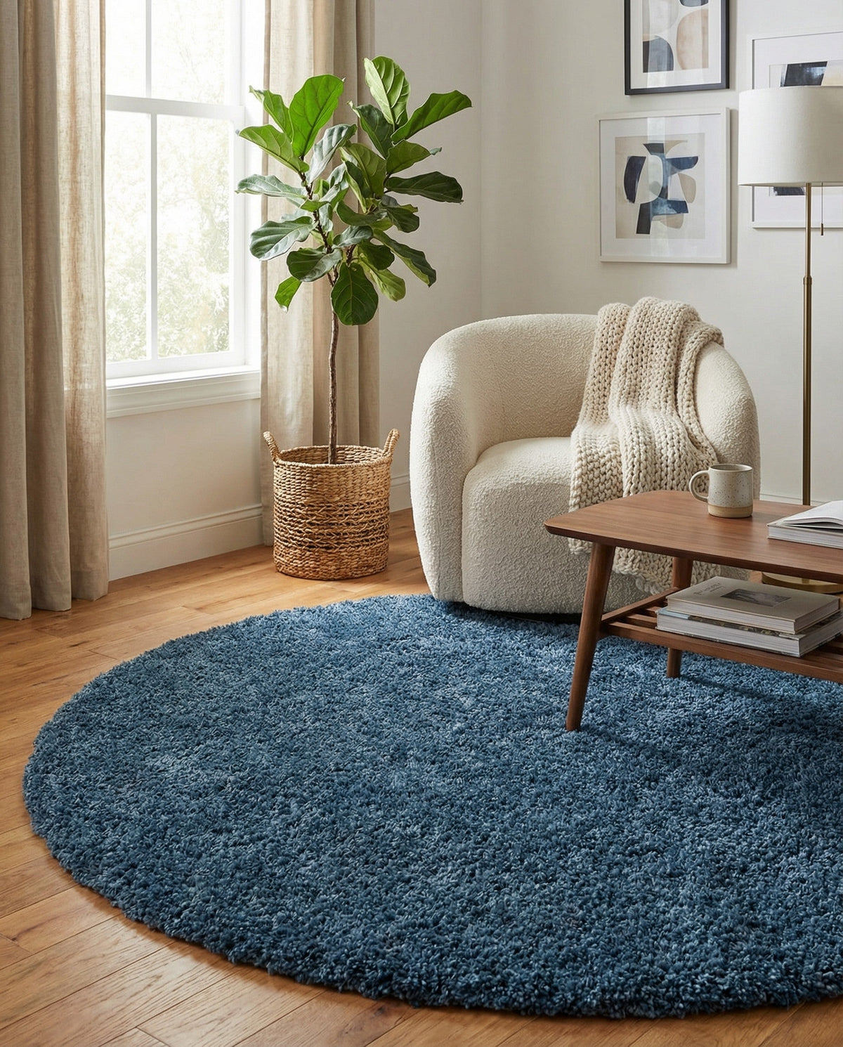 Alpine Plush Collection Area Rug - Verbier Round Dblue  lifestyle 116
