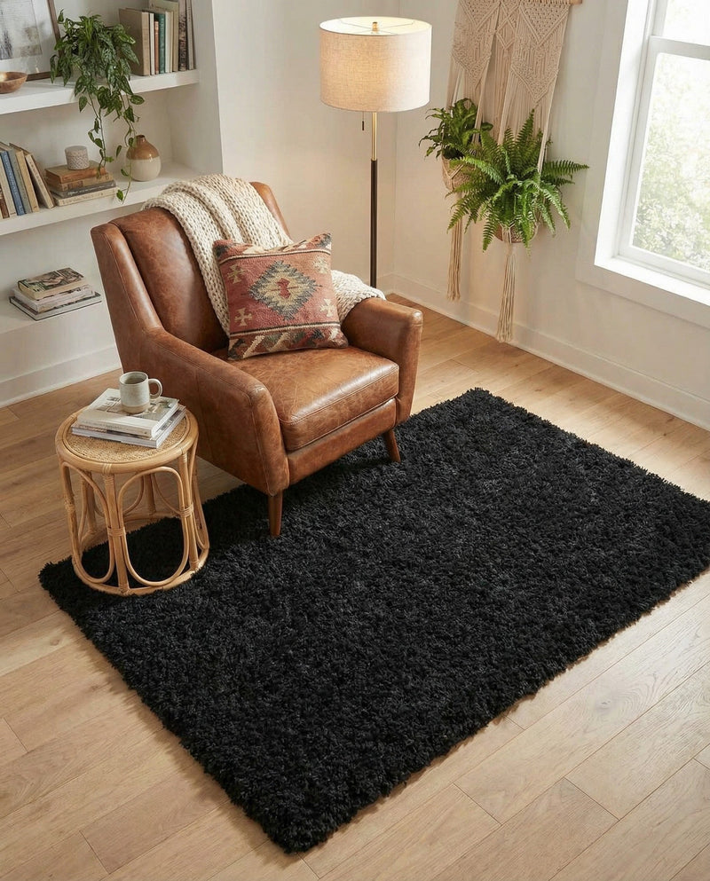 Eternal Plush Oasis Collection Area Rug -  Tranquility (Onyx Black) Rectangle Onyx Black  lifestyle 13