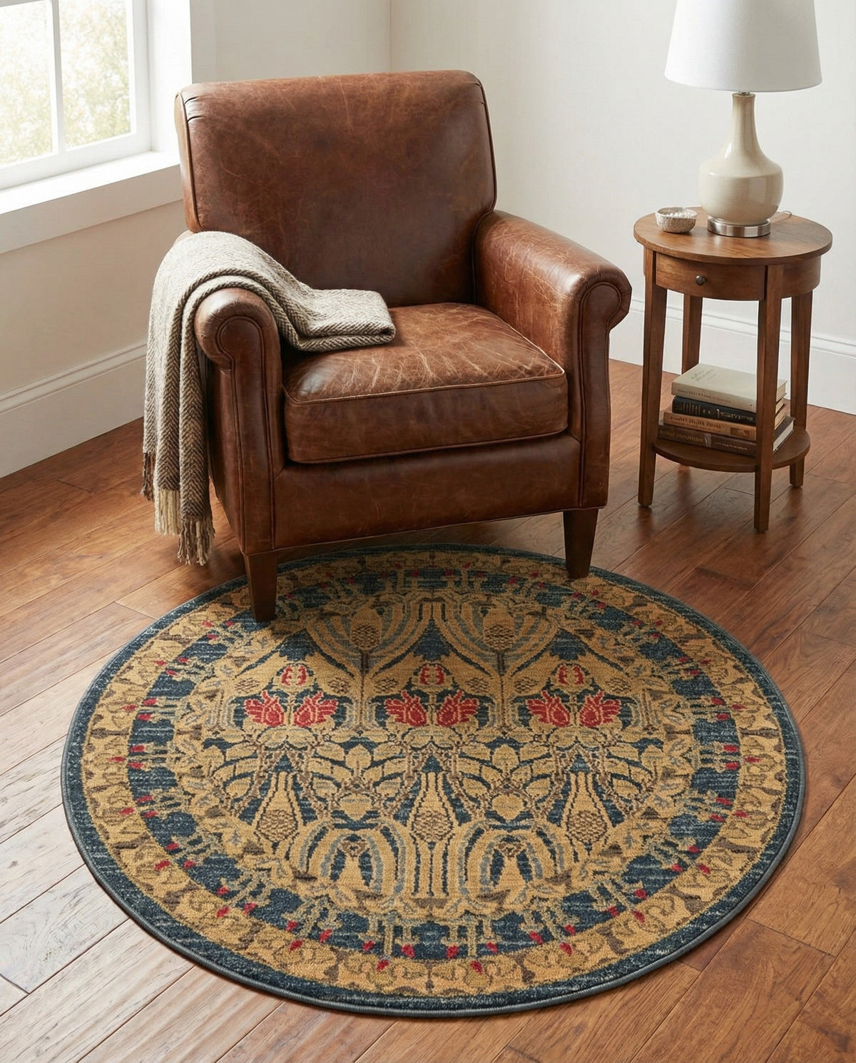 Chelsea Elegance Collection Area Rug -  Brompton (Navy Blue) Round Navy Blue  lifestyle 125
