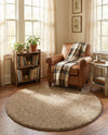 Cozy Comfort Shag Collection Area Rug - Haven (Khaki) Round Khaki  lifestyle 68