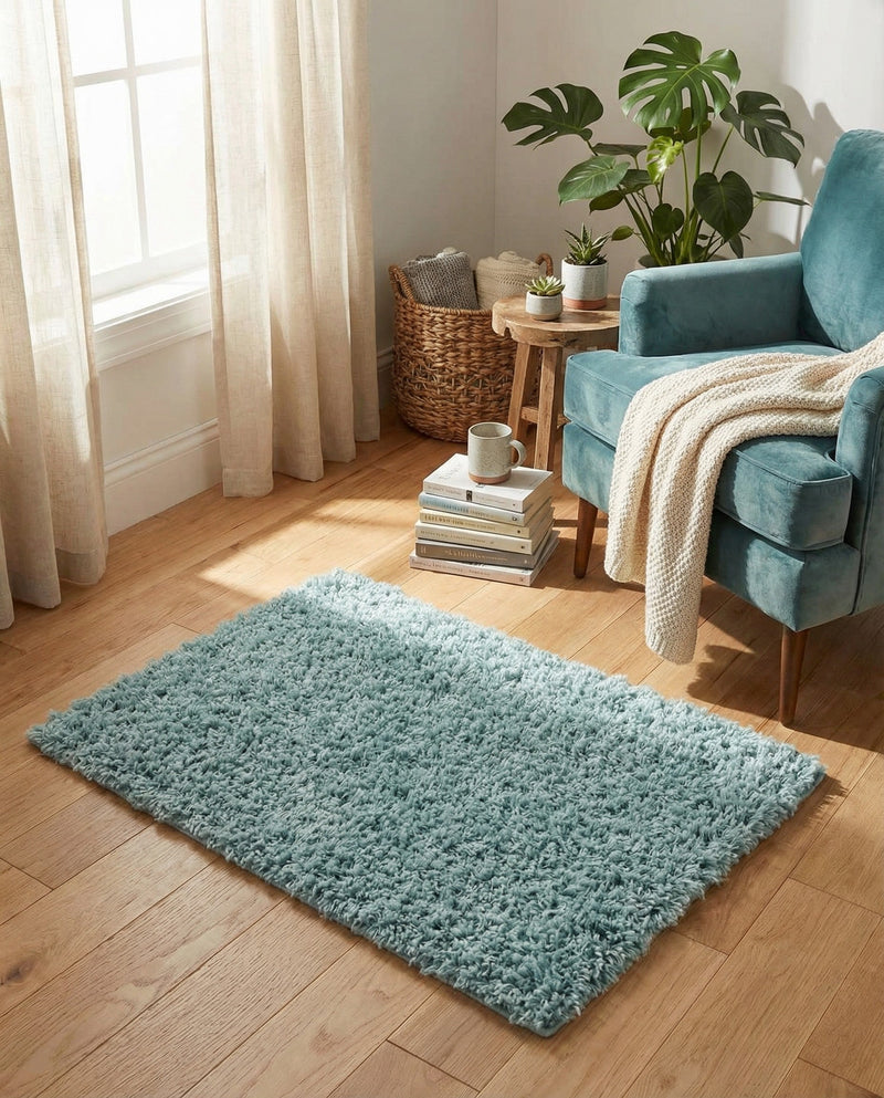 Plush Oasis Collection Area Rug - Serenity (Light Slate Blue) Rectangle Light Slate Blue  lifestyle 28