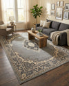 Tabriz Tapestry Collection Area Rug - Azerbaijan (Gray) Rectangle Gray  lifestyle 11