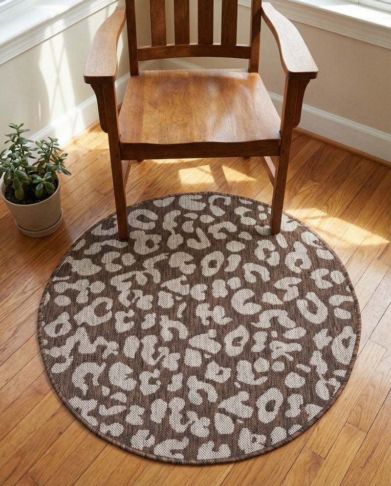 Savannah Escape Collection Area Rug -  Amazon (Brown) Round Brown  lifestyle 45