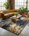 Venetian Tapestry Collection Area Rug - Murano Rectangle Navy Blue  lifestyle 17
