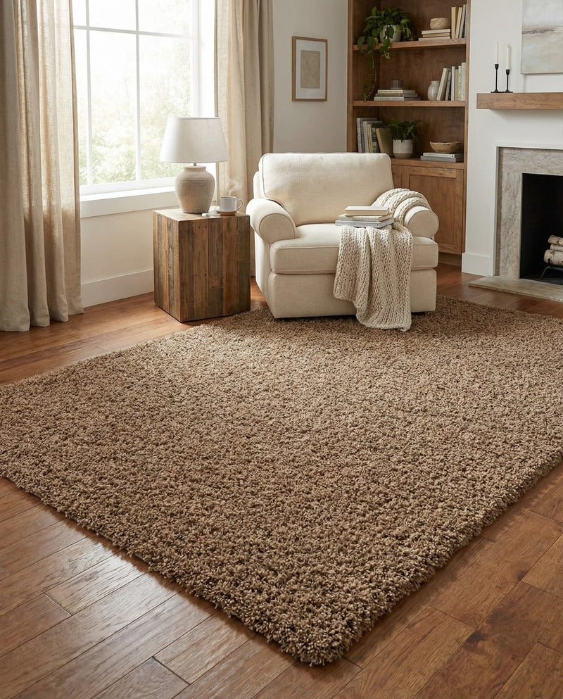 Plush Oasis Collection Area Rug - Serenity (Sandy Brown) Rectangle Sandy Brown  lifestyle 22