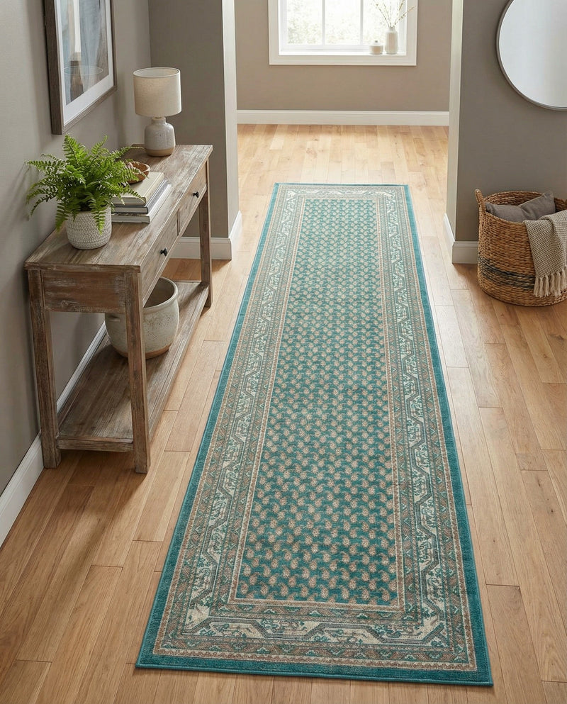 Soho Elegance Collection Area Rug -  Mercer (Turquoise) Runner Turquoise  lifestyle 69