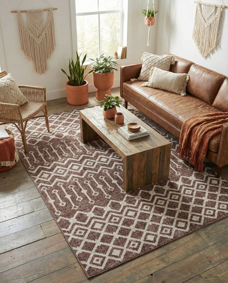 Geo Garden Lattice Collection Area Rug -  Andalusia Rectangle Dusty Rose  lifestyle 12
