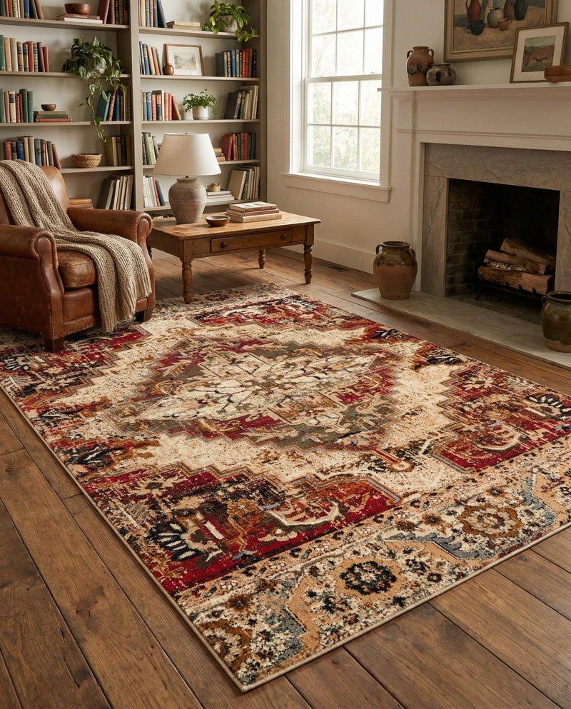 Neptune Elegance Collection Area Rug -  Naiad Rectangle Burgundy Beige  lifestyle 7