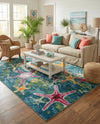 Sorrento Shores Collection Area Rug - Positano Rectangle Navy Blue  lifestyle 29