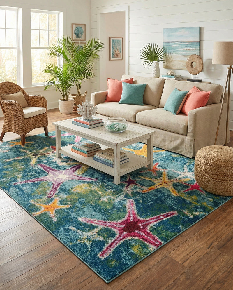 Sorrento Shores Collection Area Rug - Positano Rectangle Navy Blue  lifestyle 29