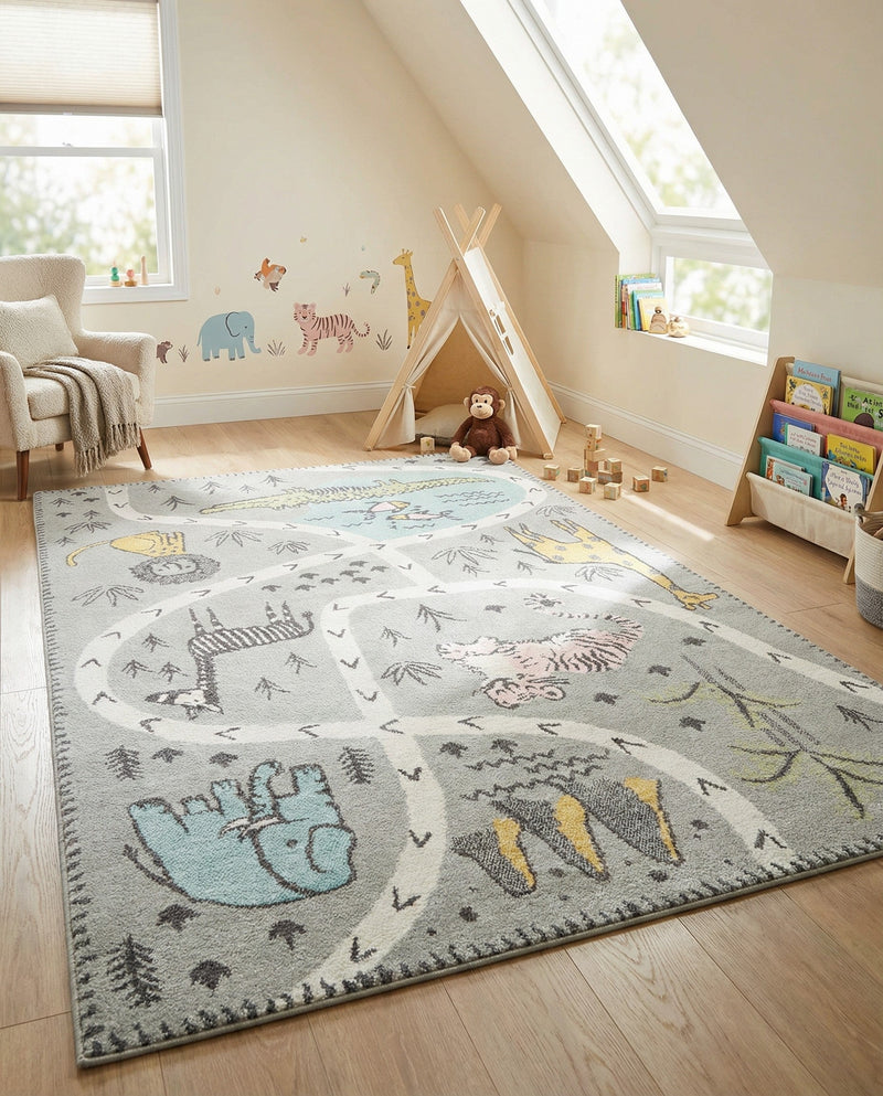 Wonder Tykes Collection Area Rug -  Enigma Rectangle Gray  lifestyle 19