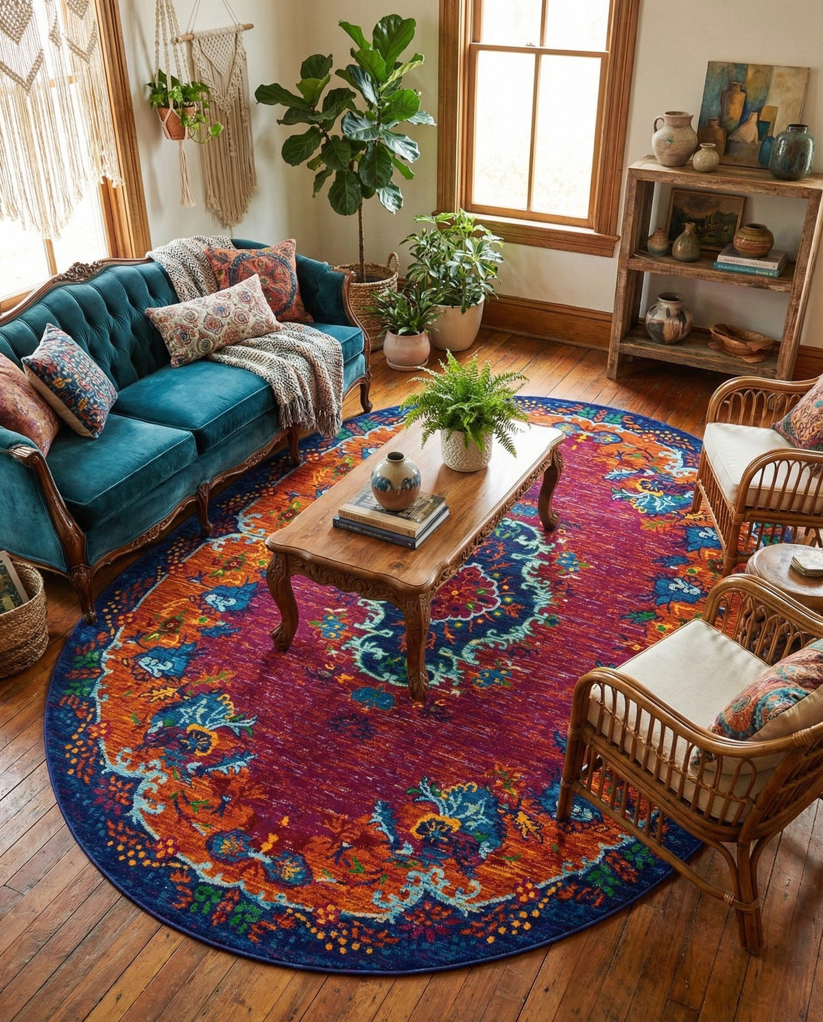 Caribbean Cove Collection Area Rug -  Nevis Oval Fuchsia  lifestyle 89