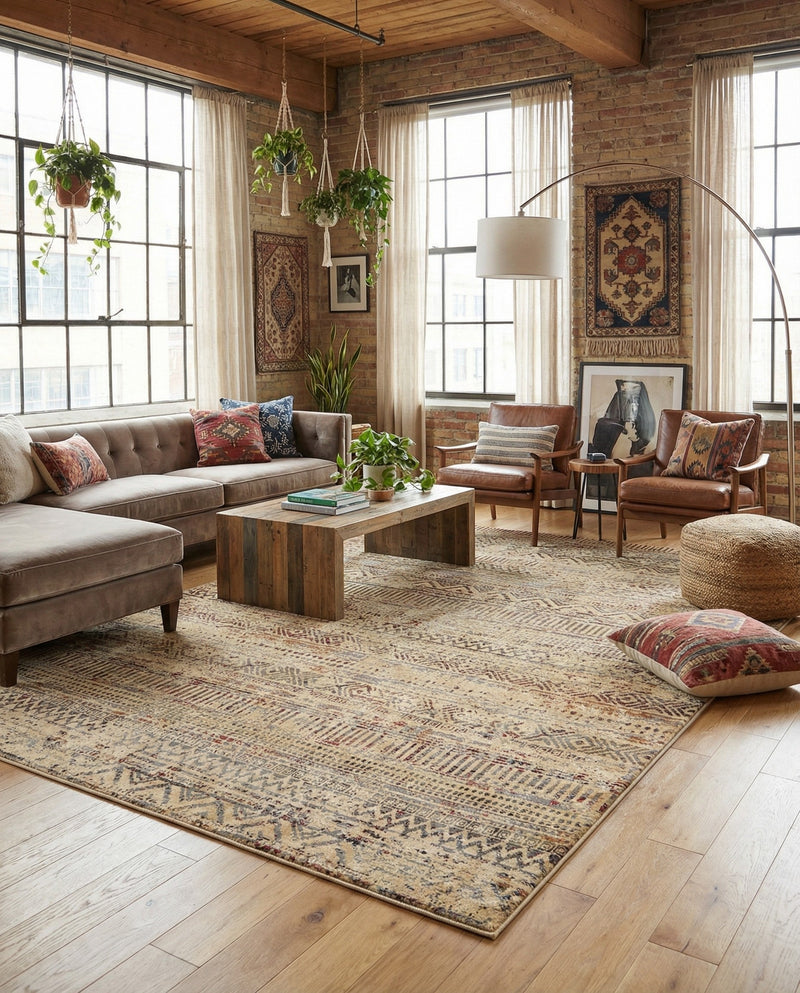 Neptune Elegance Collection Area Rug -  Nereid Rectangle Beige  lifestyle 79