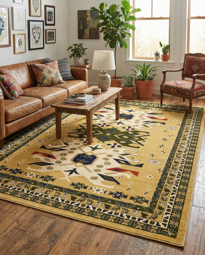 Tabriz Tapestries Collection Area Rug - Azerbaijan (Cream) Rectangle Cream  lifestyle 25