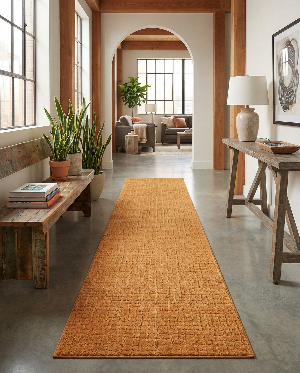 Haven Tapestry Collection Area Rug - WhisperingFalls Runner Goldenrod Glow  lifestyle 100