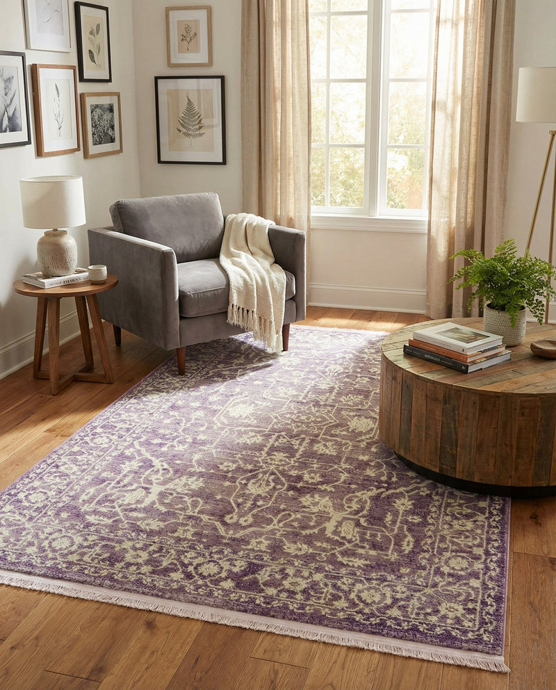 Rustic Charm Revival Collection Area Rug - Farmstead Rectangle Purple  lifestyle 57