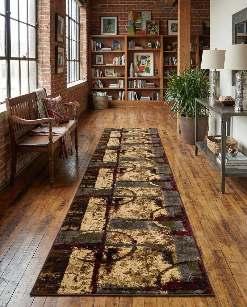 Bistro Lounge Collection Area Rug -  FlatWhite Runner Multi  lifestyle 45