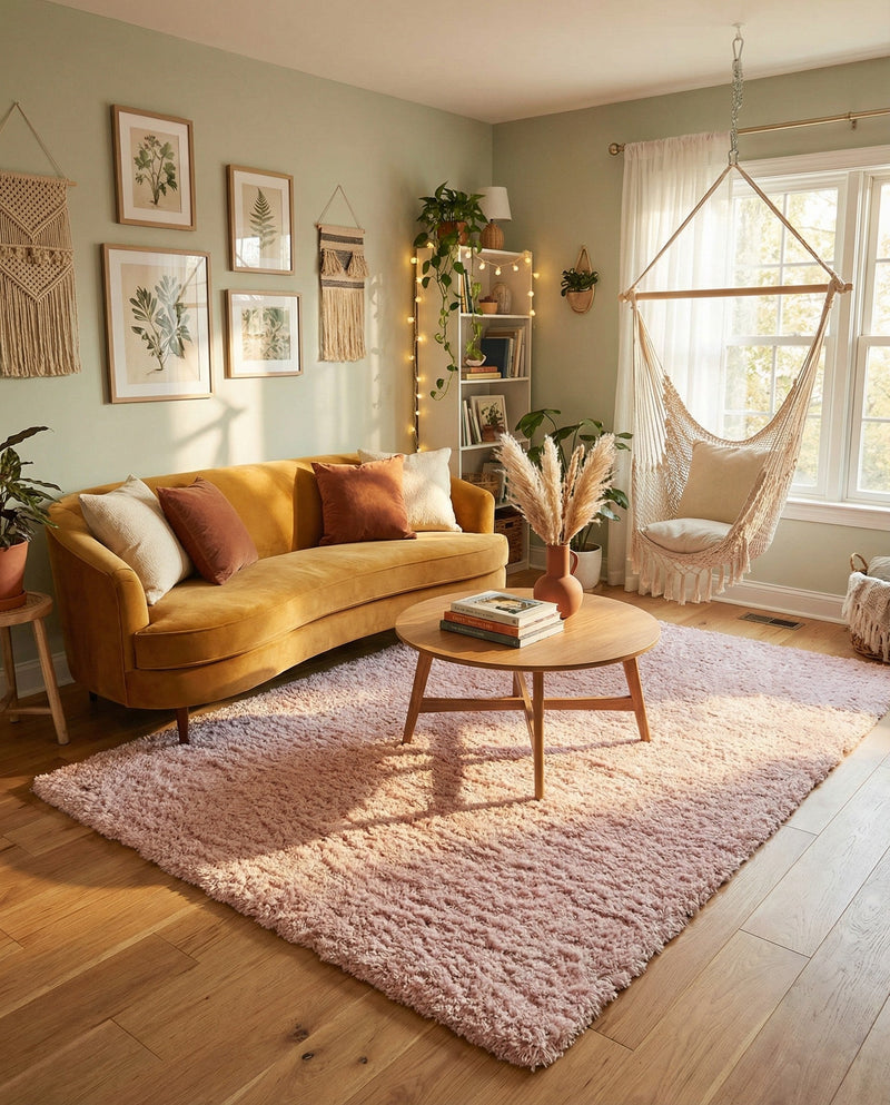 Eternal Plush Oasis Collection Area Rug -  Tranquility (Pink Lace) Rectangle Pink Lace  lifestyle 23