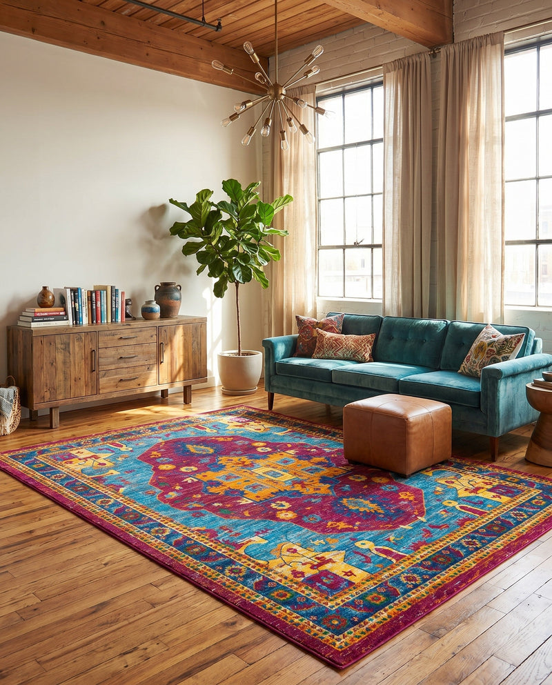 Caribbean Cove Collection Area Rug -  Canouan Rectangle Pink Blue  lifestyle 3