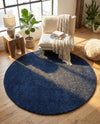 Solid Shag Seaside Collection Area Rug - Azure Cove (Navy Blue) Round Navy Blue  lifestyle 80