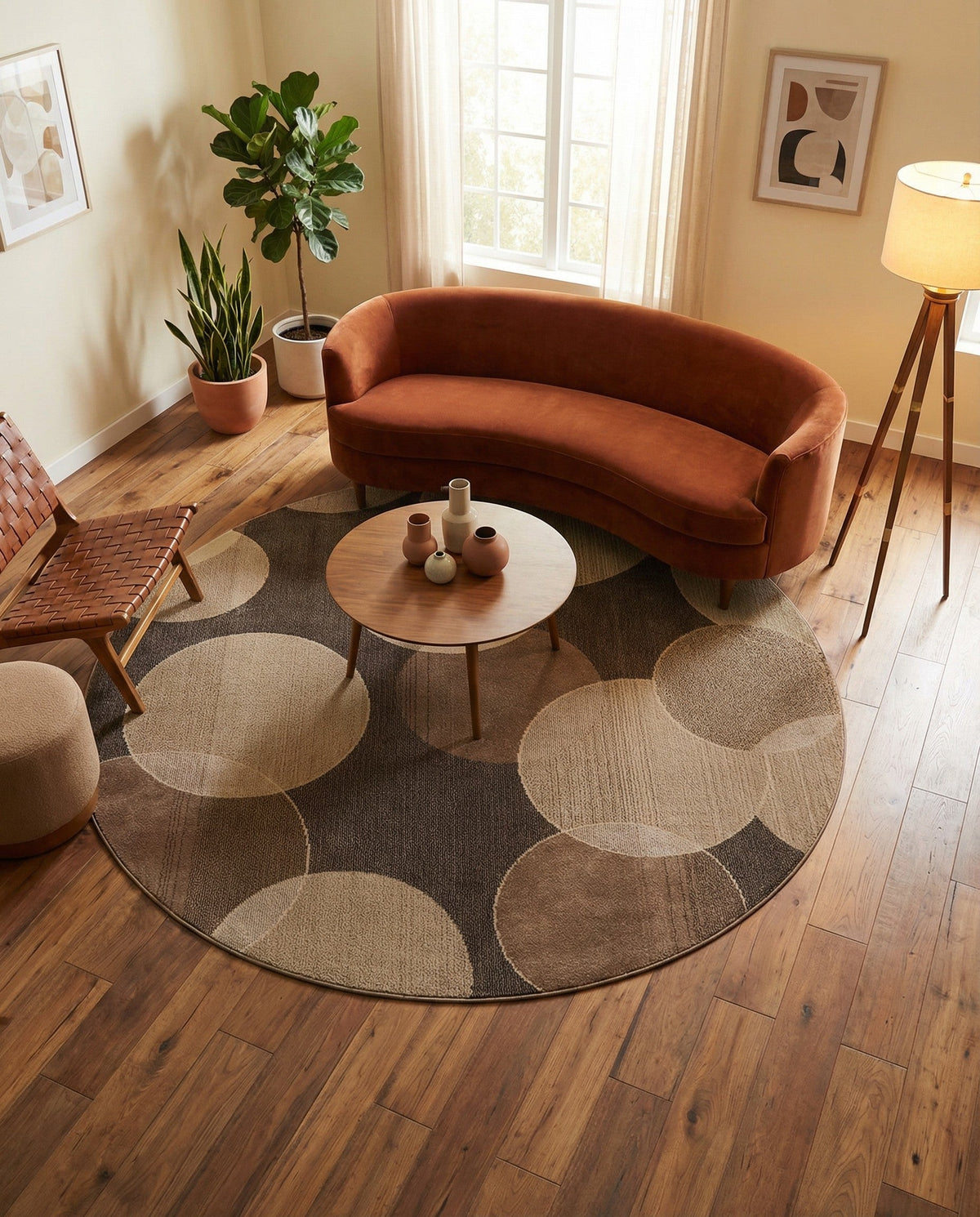 Chromatic Oasis Collection Area Rug -  Zephyr Round Gray  lifestyle 133