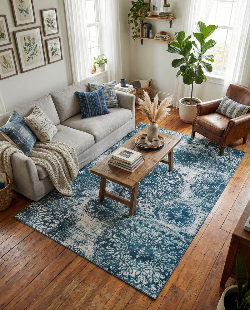 Riviera Elegance Collection Area Rug -  Monaco (Blue) Rectangle Blue  lifestyle 15