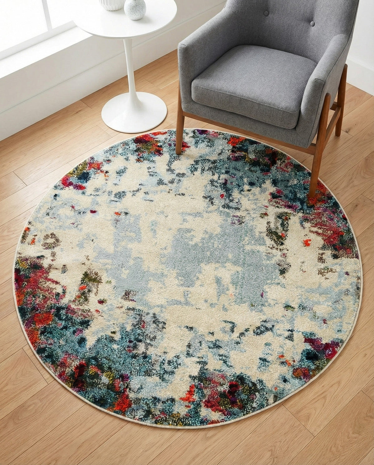Chromatic Oasis Collection Area Rug -  Blush Round Multi  lifestyle 94