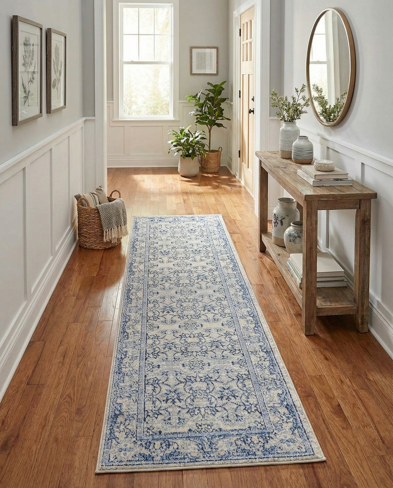Horizon Collection Area Rug -  Meridian Runner Ivory Blue  lifestyle 55