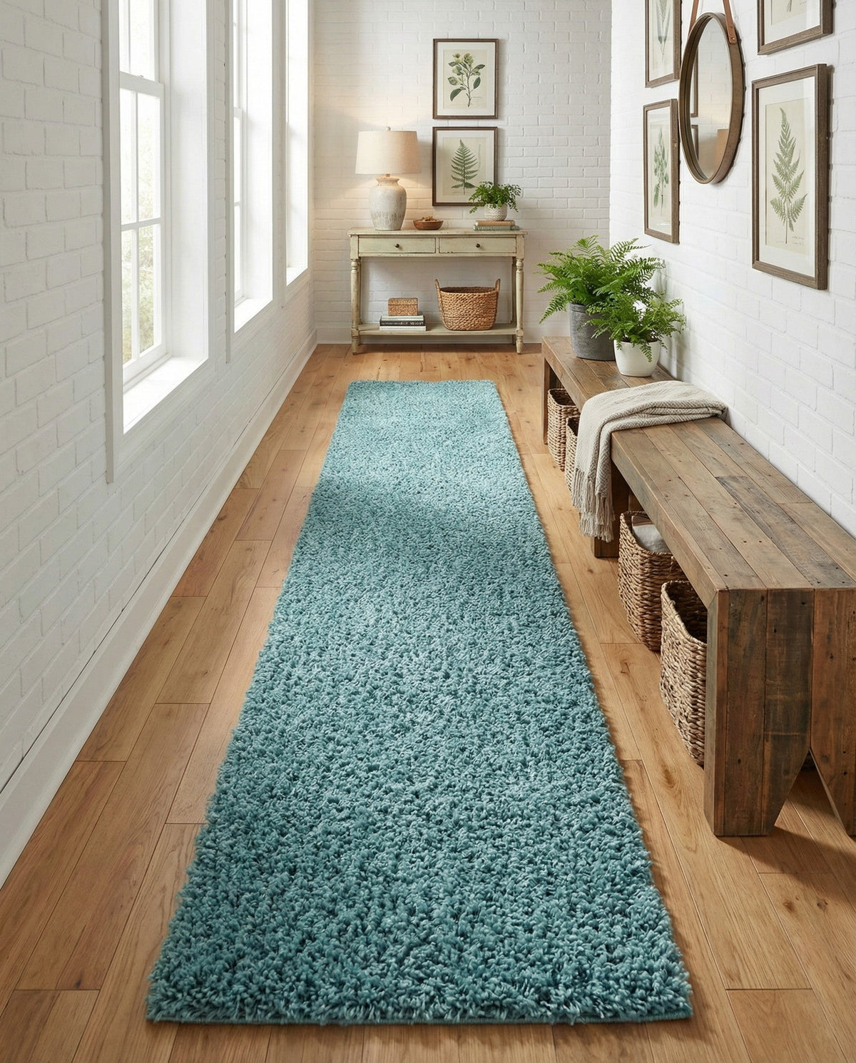 Alpine Plush Collection Area Rug -  Cortina (Aqua) Runner Aqua  lifestyle 85