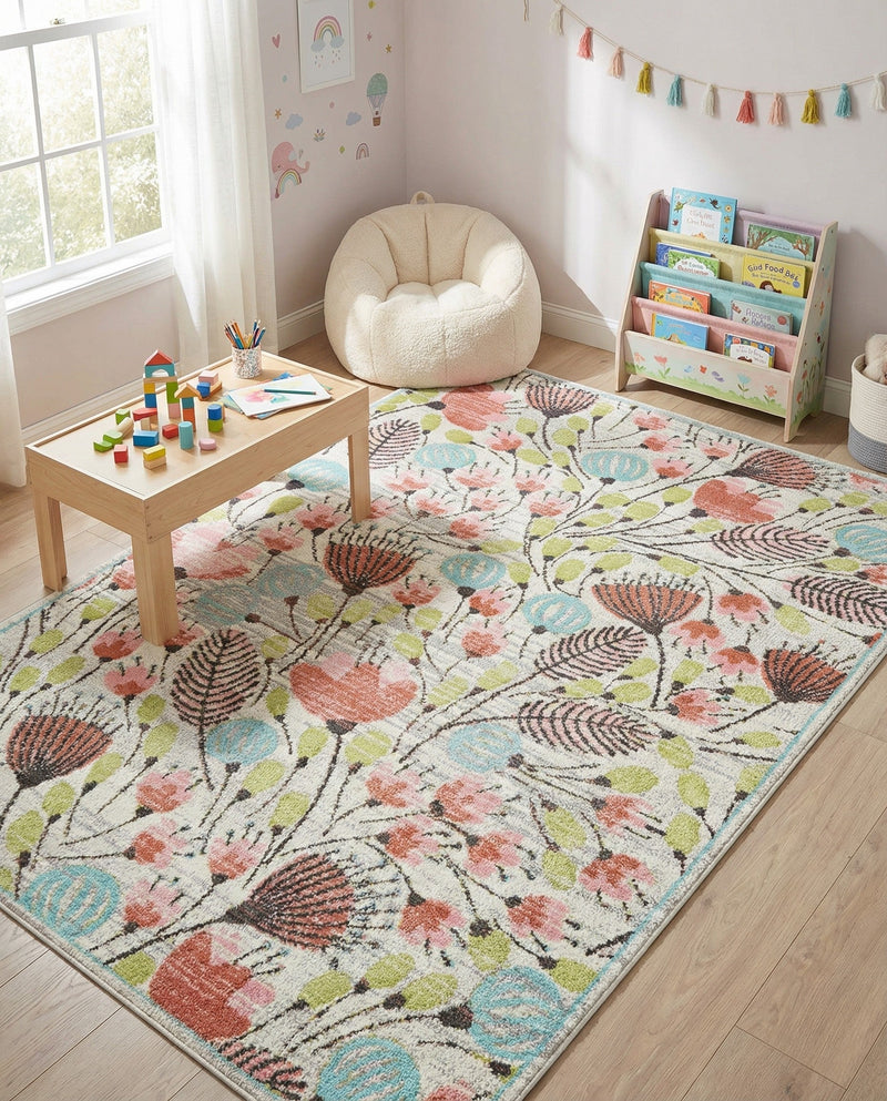 Wonder Tykes Collection Area Rug -  Fantasy Rectangle Ivory  lifestyle 25