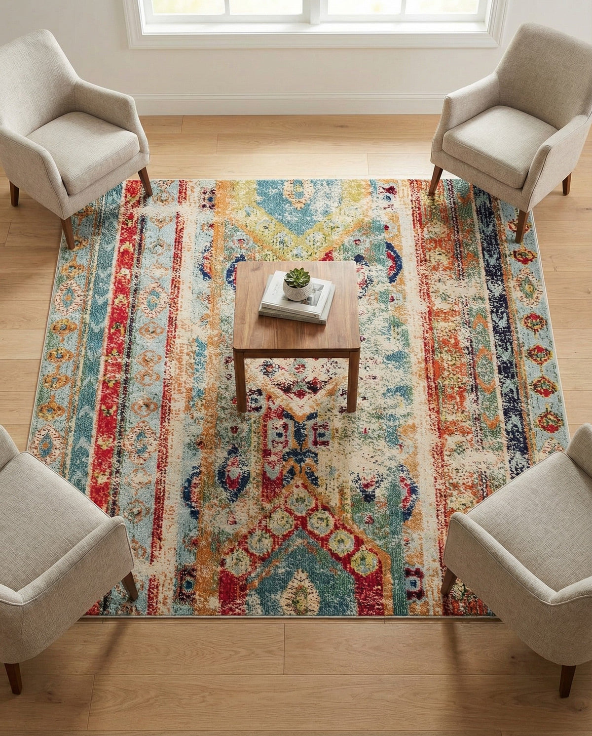 Sedona Vista Collection Area Rug -  Navajo Square Blue  lifestyle 113