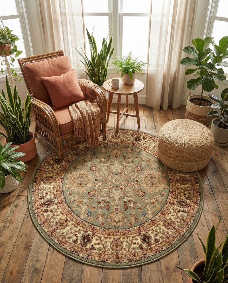 Jaipur Elegance Collection Area Rug -  City Round Light Green  lifestyle 57