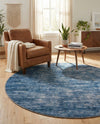 Sahara Essence Collection Area Rug - Oasis (Blue) Round Blue  lifestyle 79