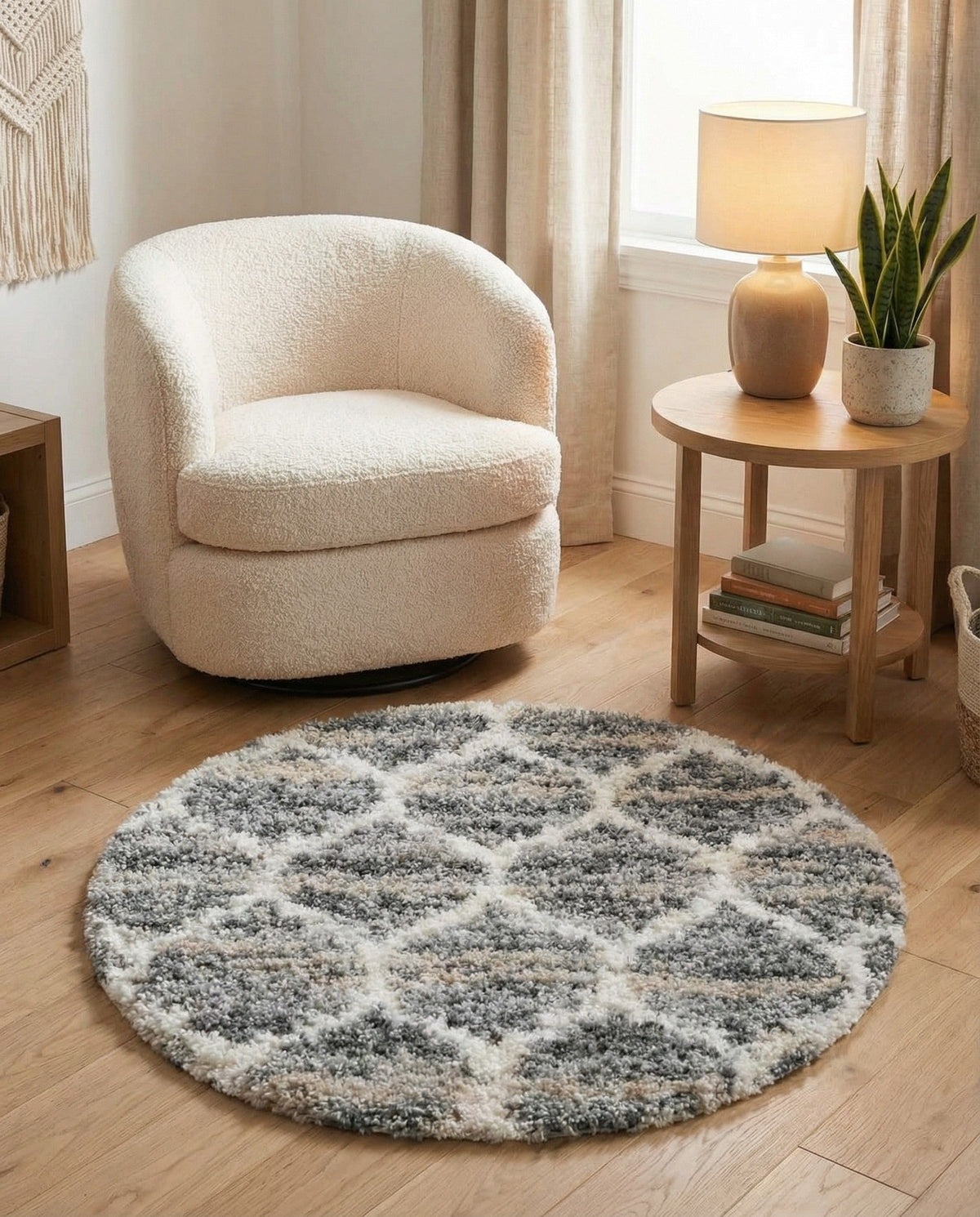 Cozy Cove Shag Collection Area Rug - Marina Round Gray  lifestyle 184