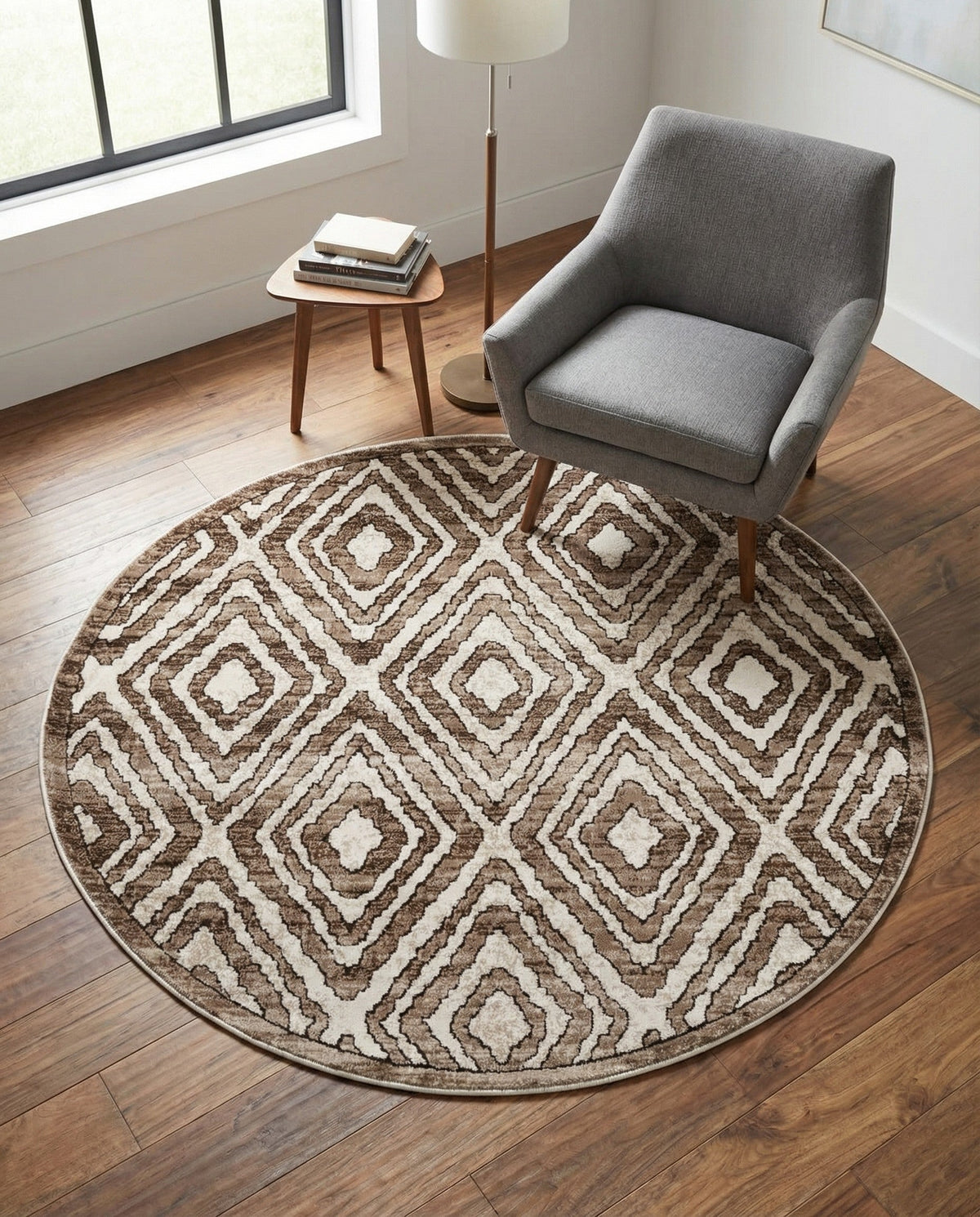 Sanctuary Retreat Collection Area Rug -  Oasis Round Chocolate Brown  lifestyle 68