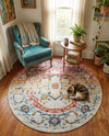 Parisian Elegance Collection Area Rug - Versailles (Pink Gray) Round Pink Gray  lifestyle 78