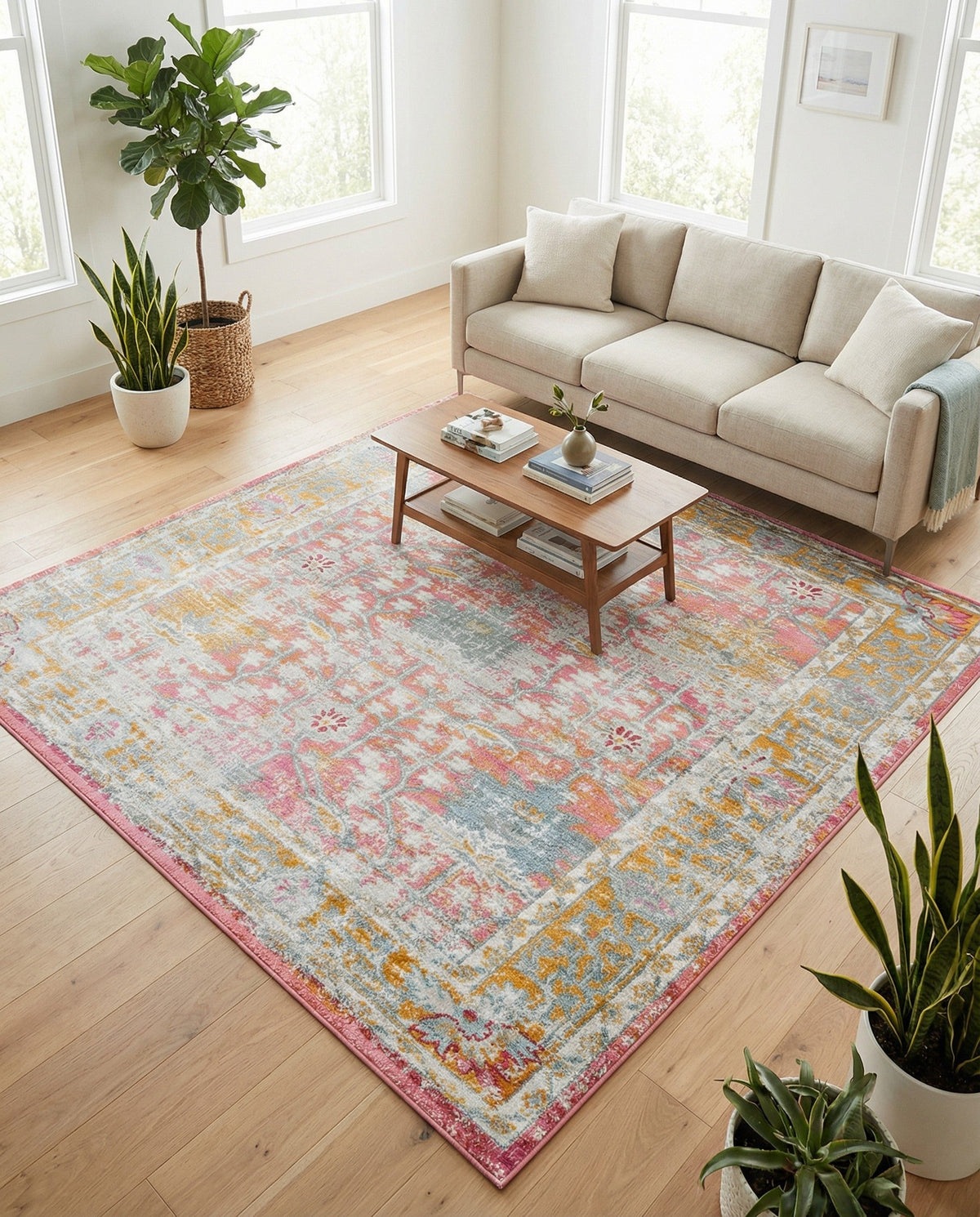 Arcadia Rugs Collection Area Rug -  Olympus Square Pink  lifestyle 80