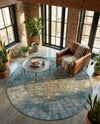 Caribbean Breeze Collection Area Rug -  Martinique Round Turquoise  lifestyle 53