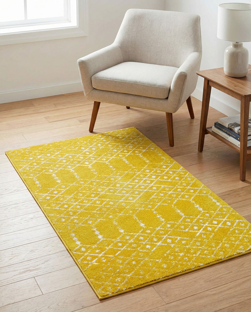 Marrakesh Lattice Collection Area Rug - Casablanca (Yellow) Rectangle Yellow  lifestyle 15
