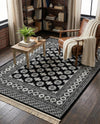 Samarkand Elegance Collection Area Rug -  Margilan (Black and White) Rectangle Black and White  lifestyle 20